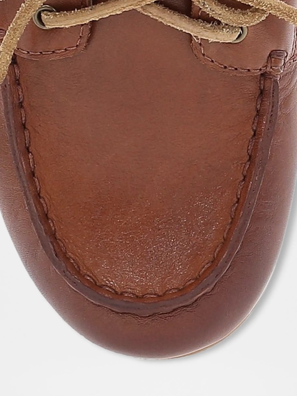 NWT women’s Frye “Naya” Leather Moccasin Boat Shoe w/ laces in cinnamon, size 9 - Picture 4 of 7